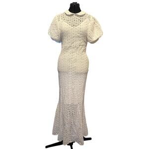 Anthropologie White Lace Maxi Dress –Vintage-Inspired, Elegant & Timeless size L